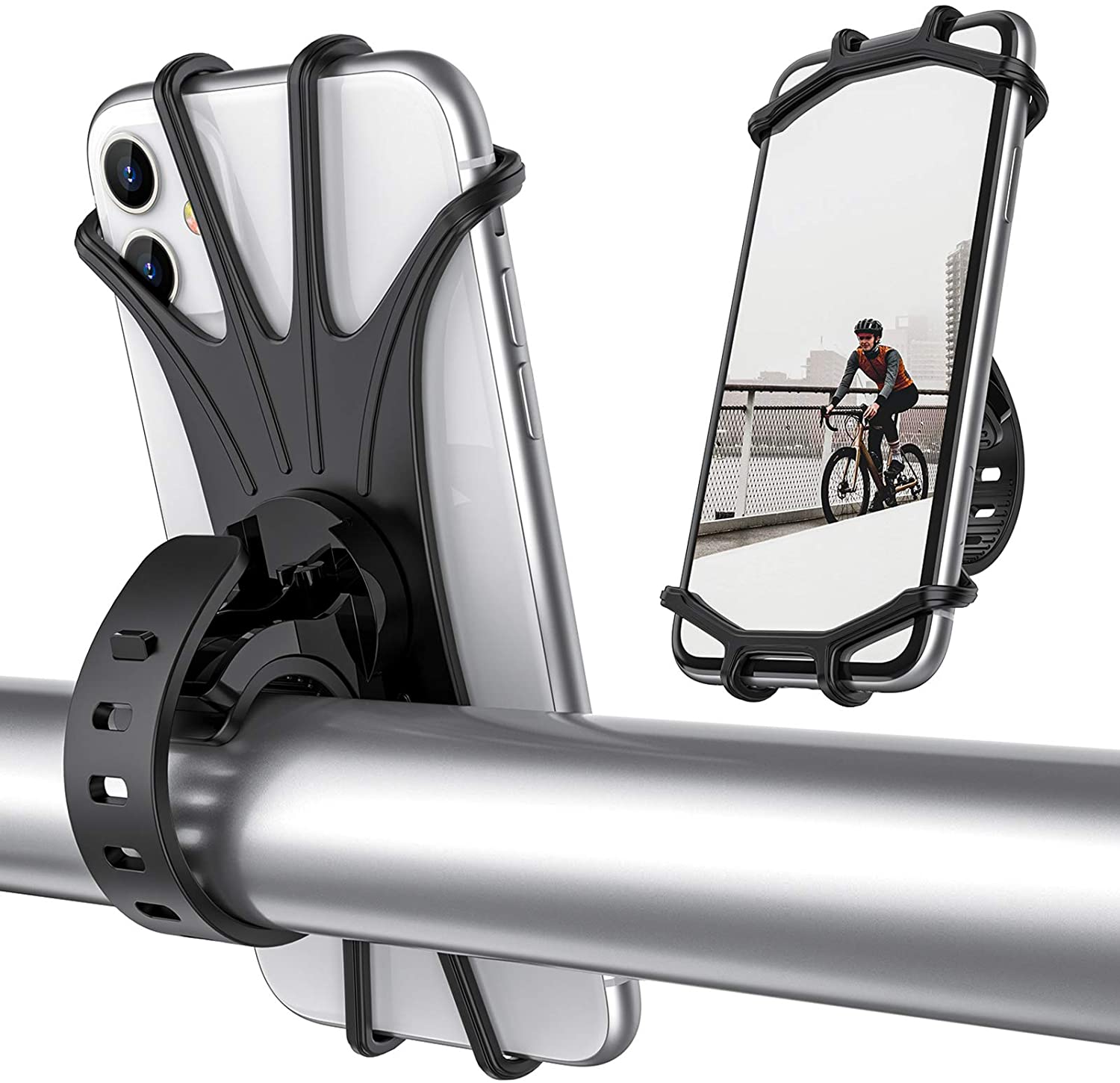 A phone holder that attaches to bike or stationary cycle, links to Amazon page when clicked