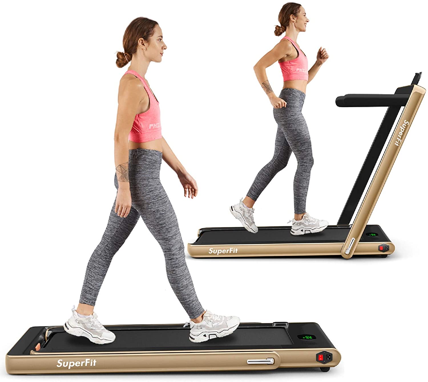 2 in 1 folding treadmill by Goplus