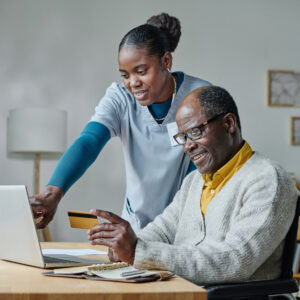 caregiver finding potential savings for seniors